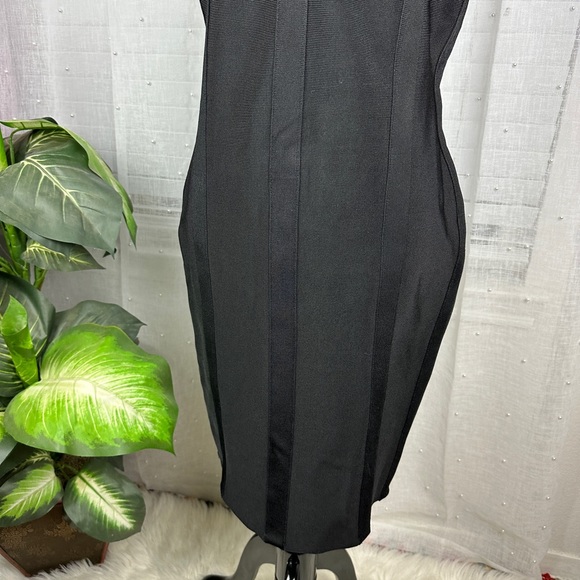 NWT Cache Mesh Sweetheart Neckline Little Black Bodycon Bandage Dress Illusion M - Picture 3 of 8